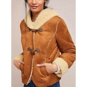 Anthropologie Brown Teddy Jacket with Cream Details